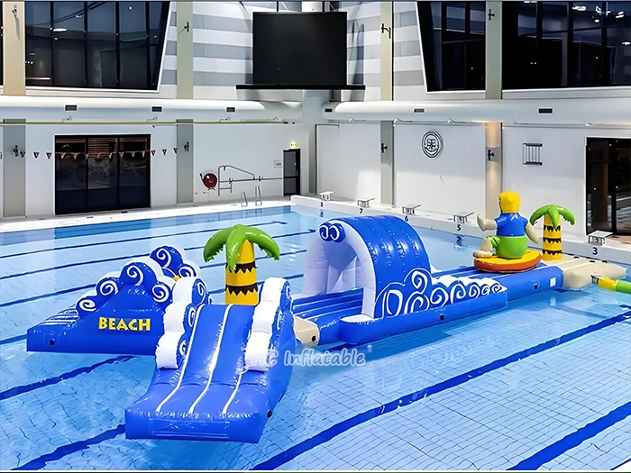 custom inflatable water-play park front view