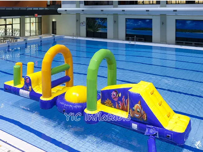 jungle themed inflatable water-play park front view