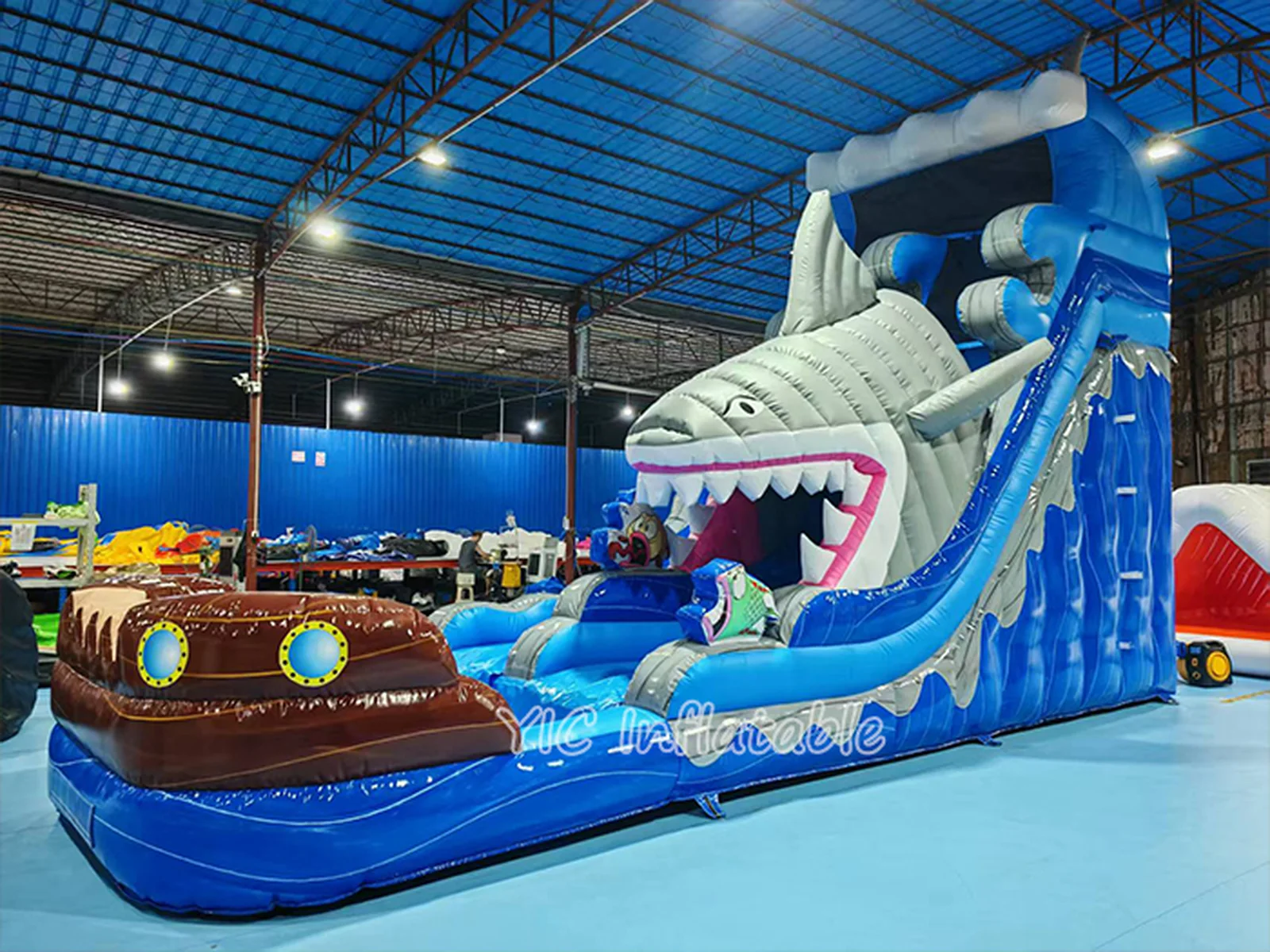 Shark Water Slide with Pool front product view