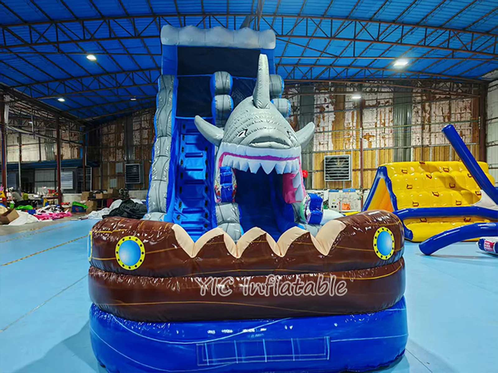 Shark Water Slide with Pool side view