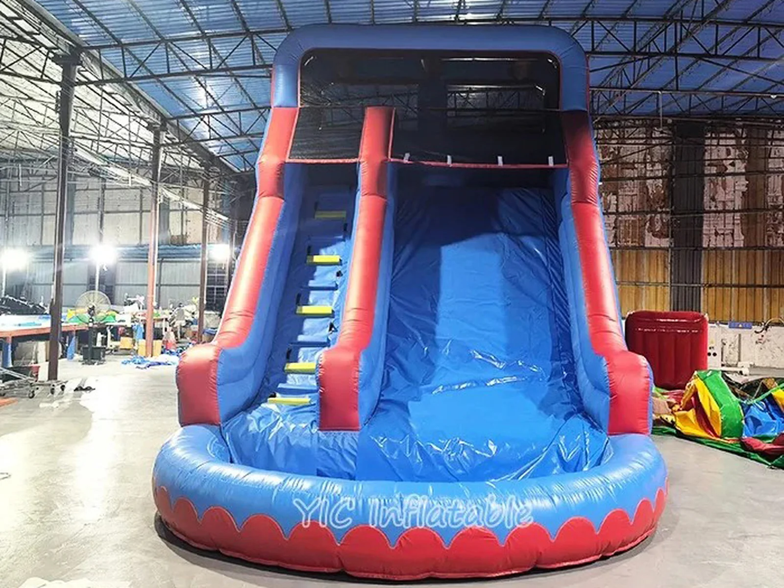 Blue Inflatable Water Slide front product view