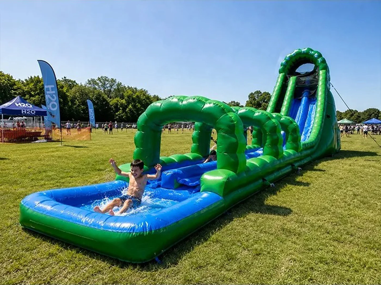 Inflatable Water Park with Slip and Slide front product view