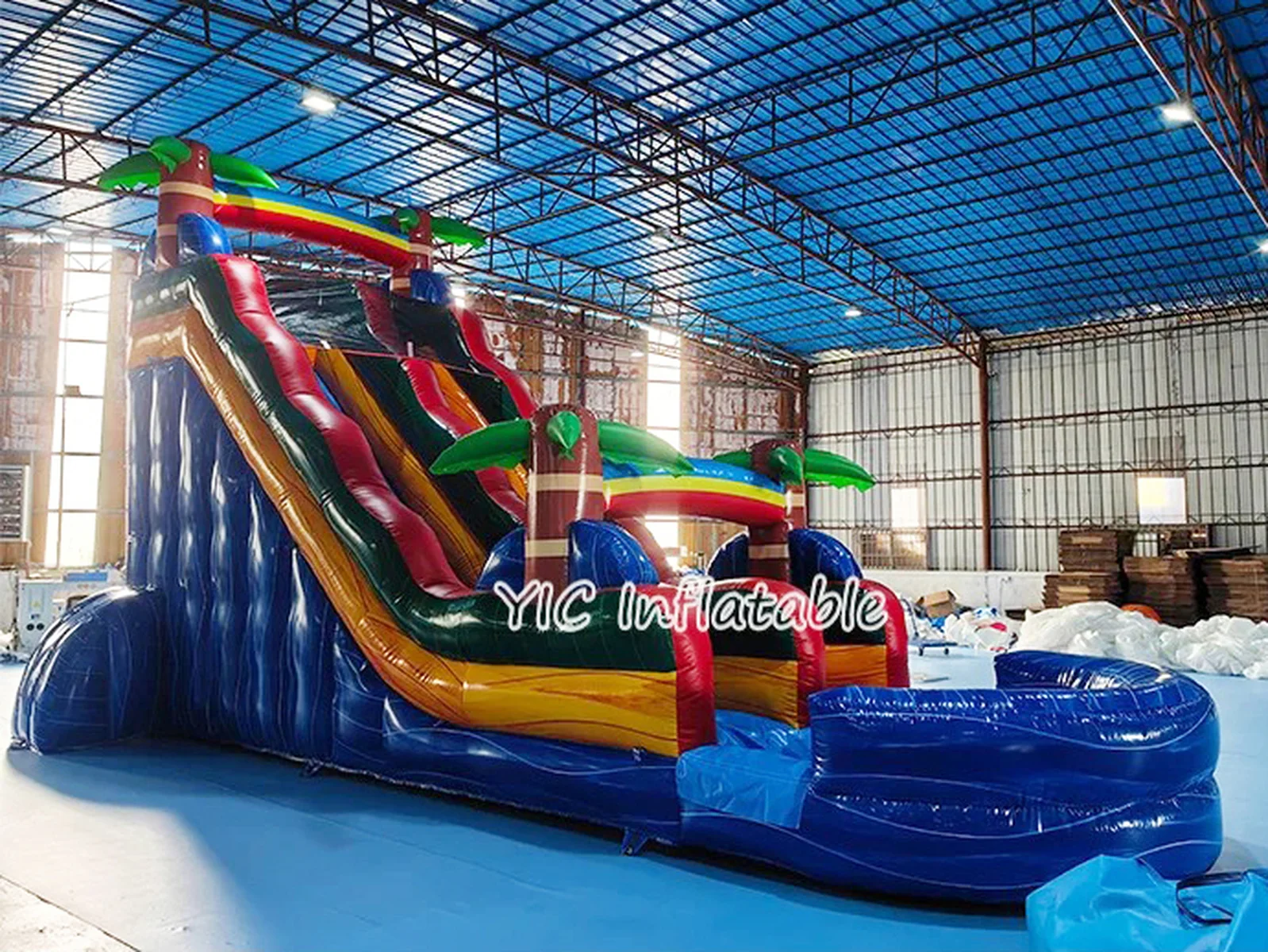 Blue Water Slide Inflatable front product view