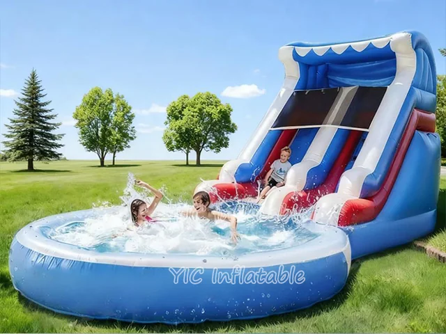 Red White and Blue Inflatable Water Slide product image
