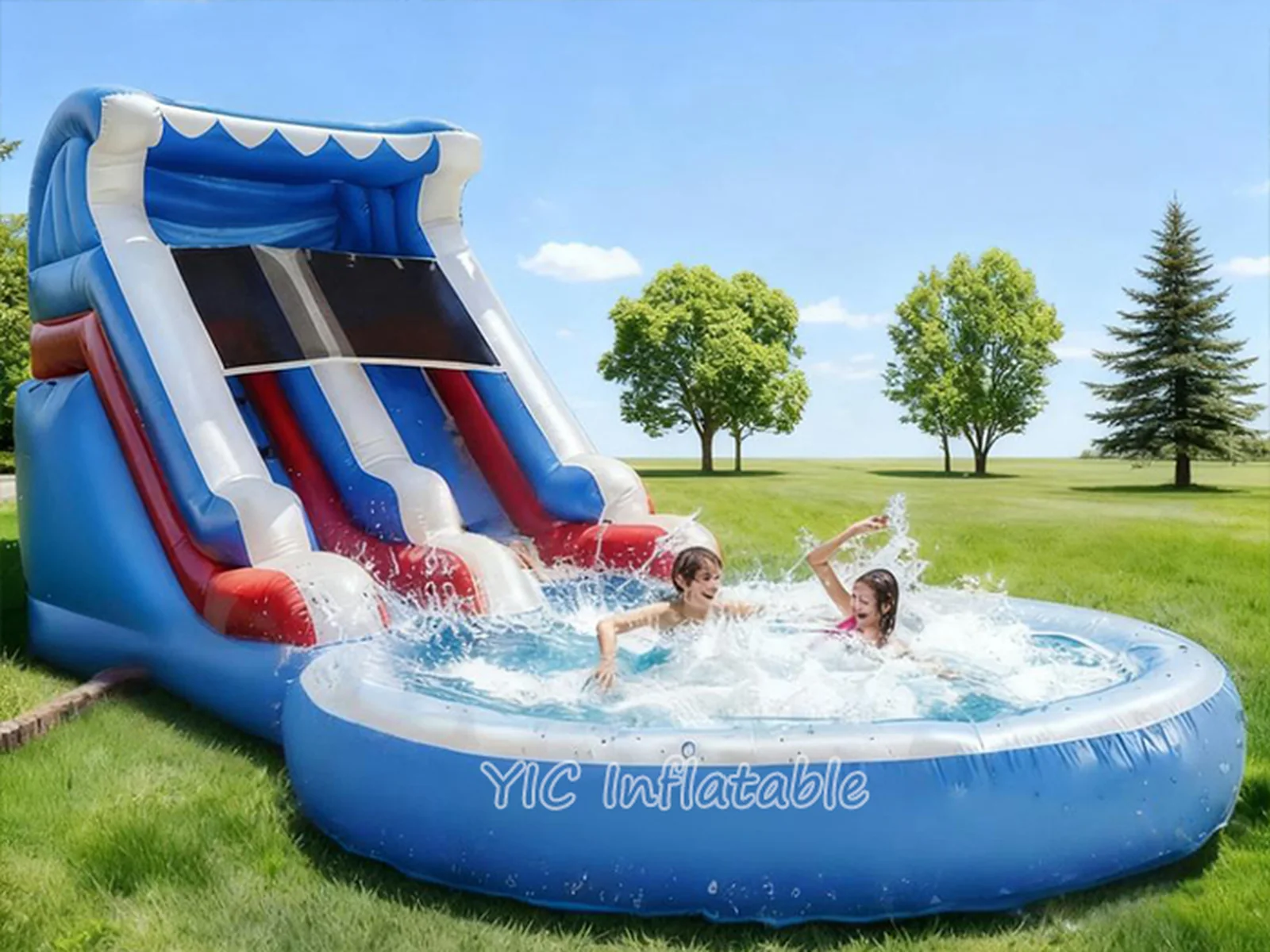Red White and Blue Inflatable Water Slide detail view 3