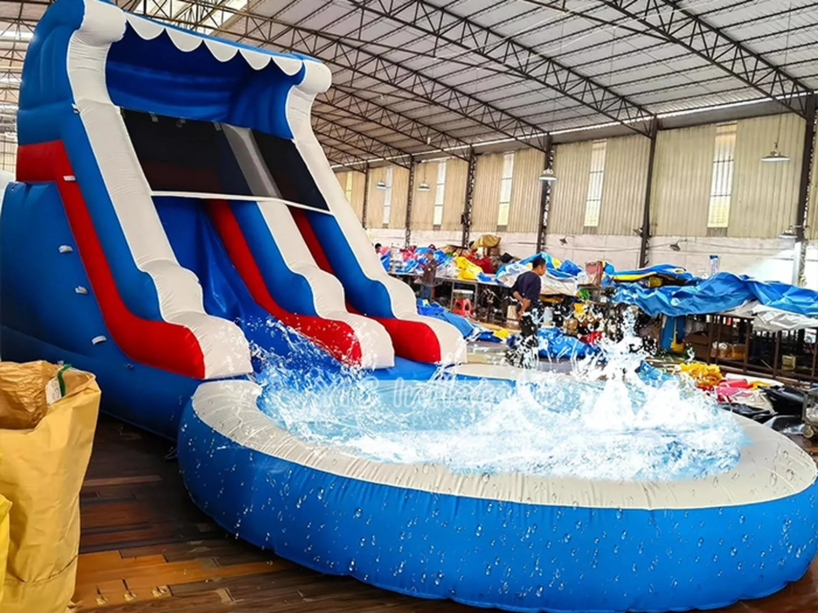 Red White and Blue Inflatable Water Slide detail view 4