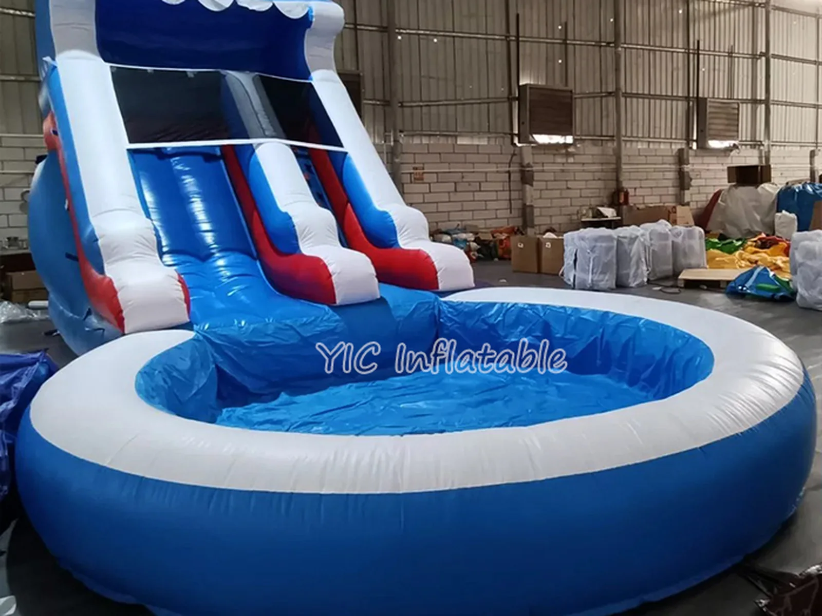 Red White and Blue Inflatable Water Slide detail view 5