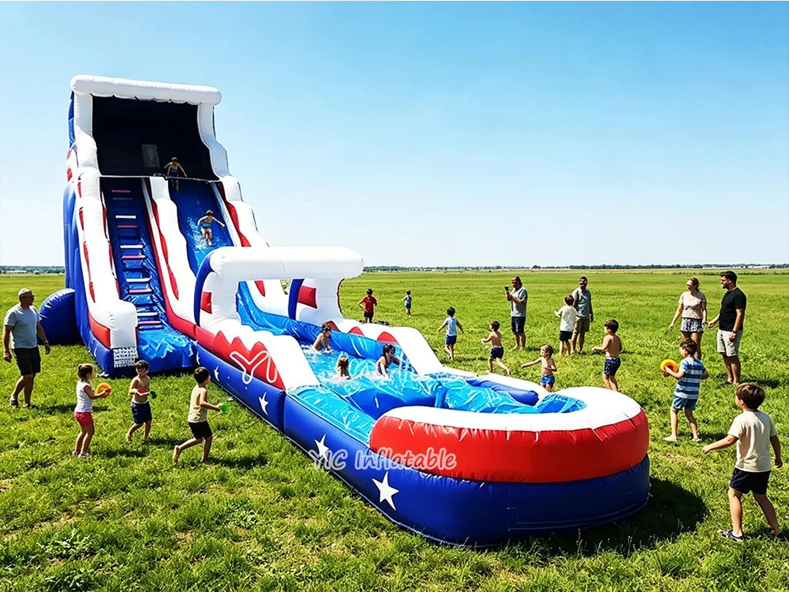 Patriotic Inflatable Water Slide Commercial front product view