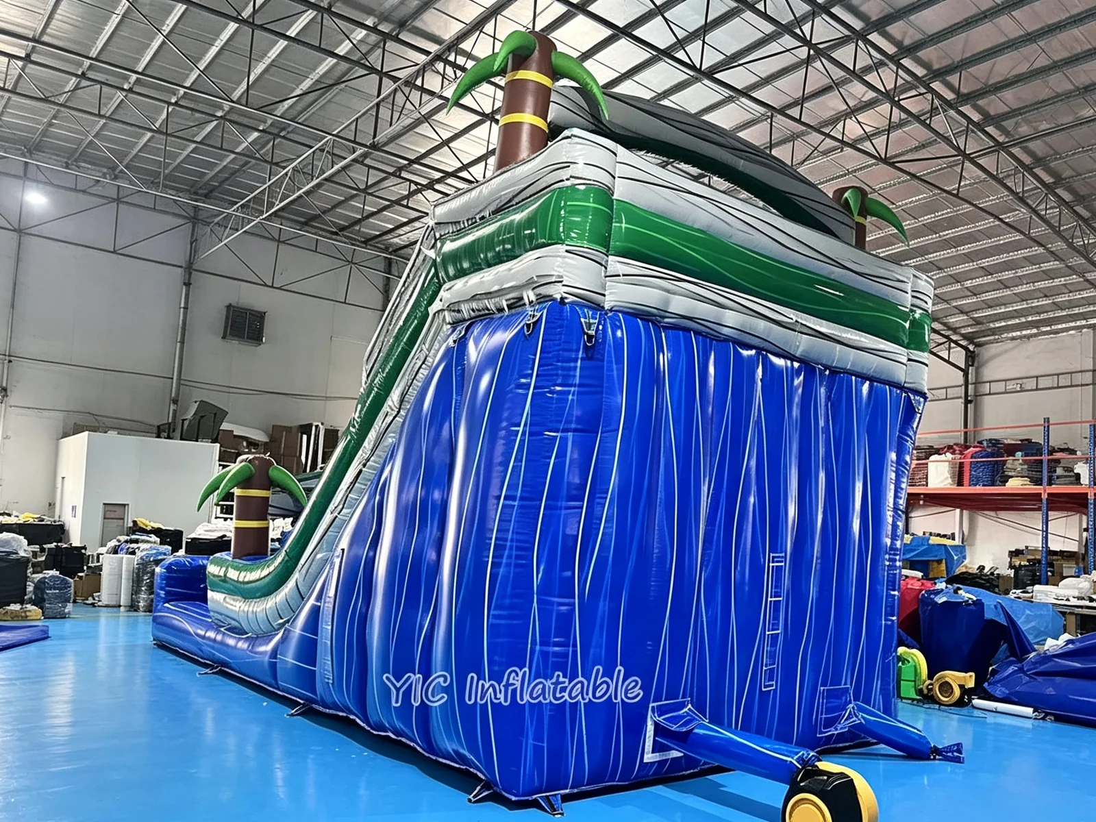 Blue Palm Tree Inflatable Water Slide detail view 4