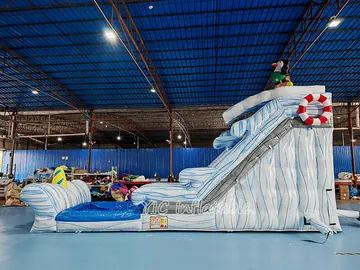 beach wave inflatable water slide rear view