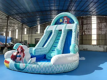 mermaid themed inflatable water slide attraction rear view