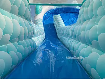 mermaid themed inflatable water slide attraction detail view