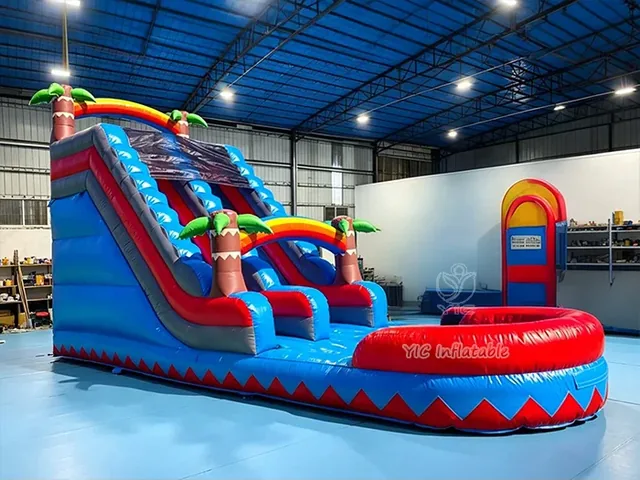Commercial Palm Tree Inflatable Water Slide with Pool product image