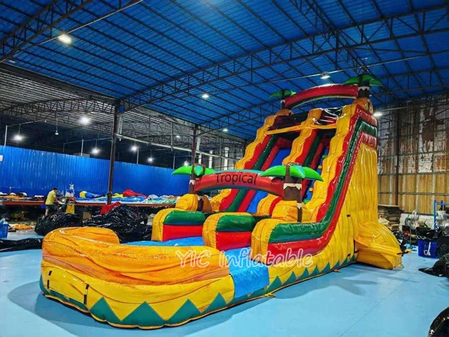 Commercial Tropical Palm Tree Inflatable Water Slide product image