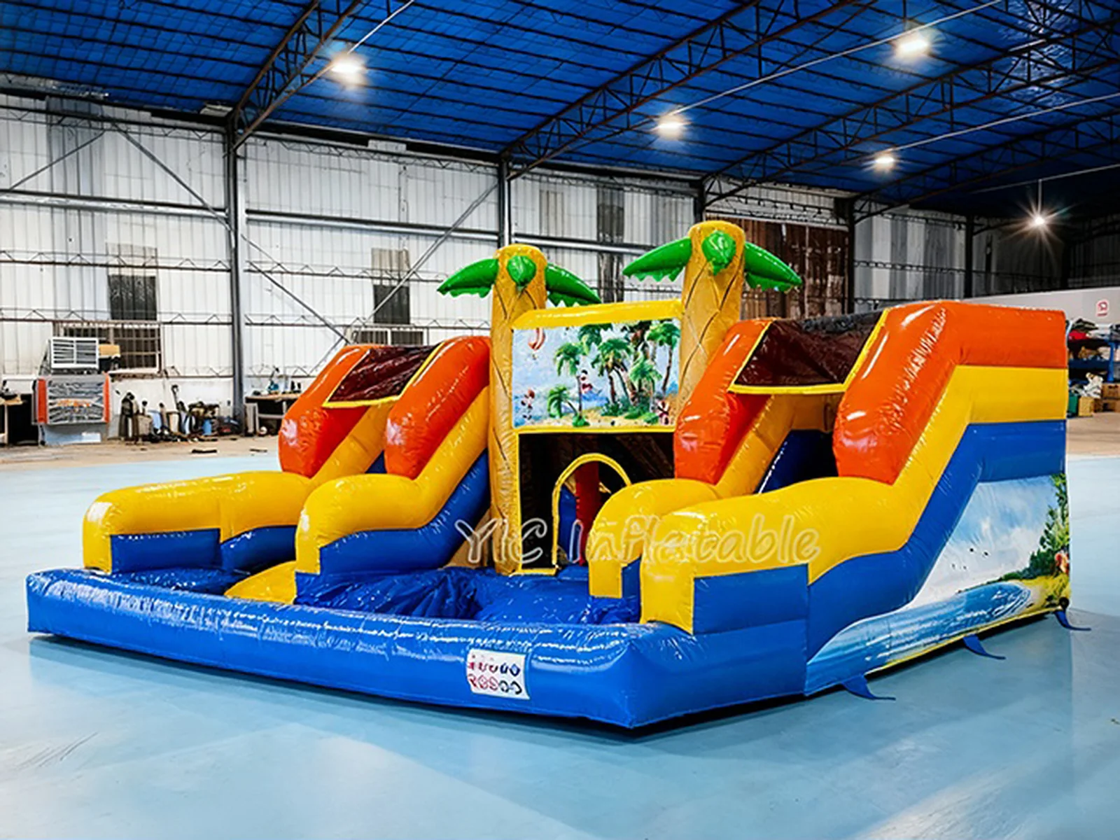 Palm Tree Water Slide with Pool front product view