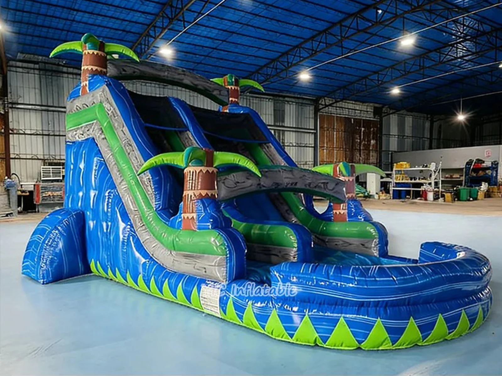 Blue Palm Tree Waterslide front product view