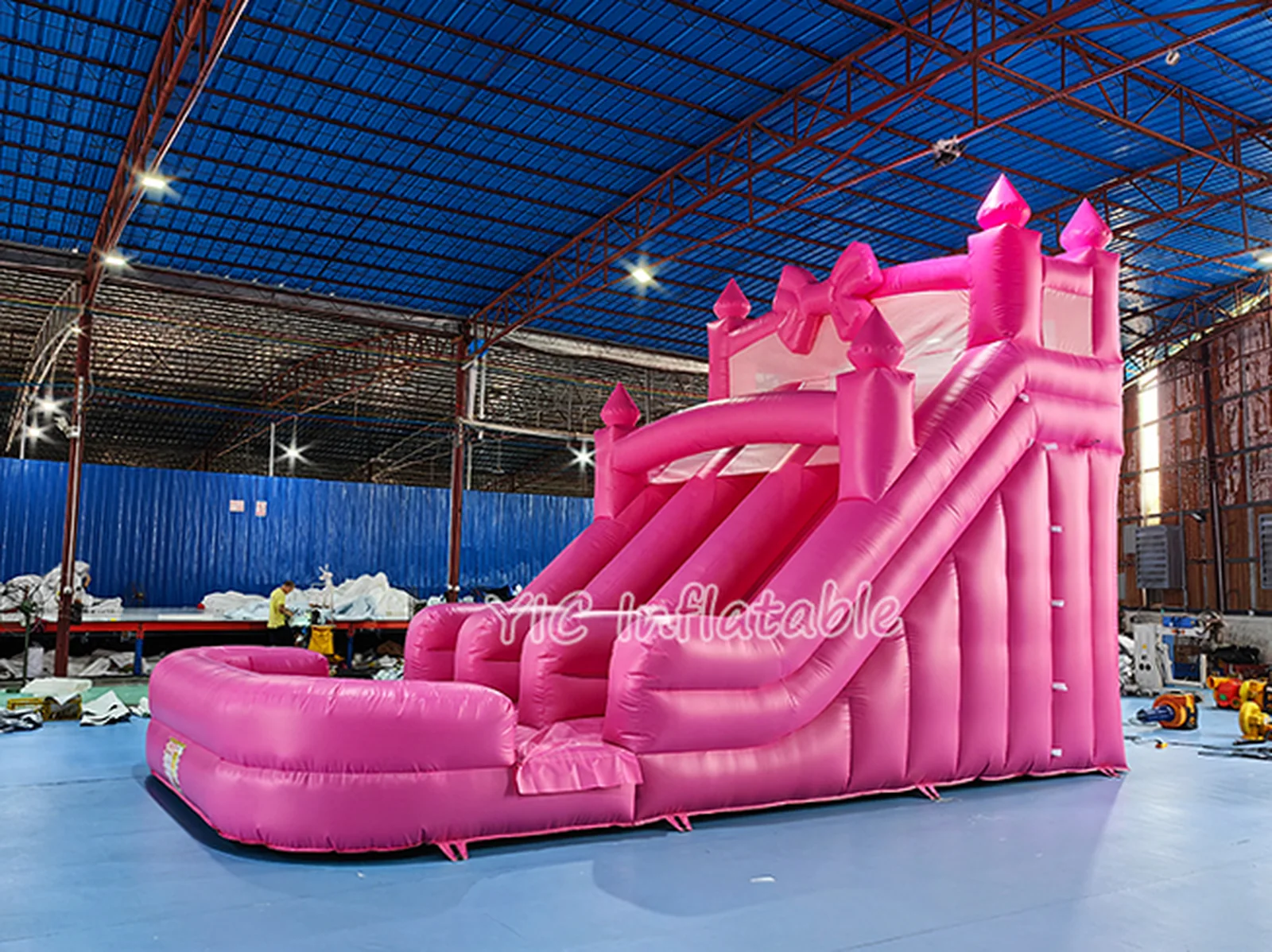 Pink Inflatable Water Slide front view