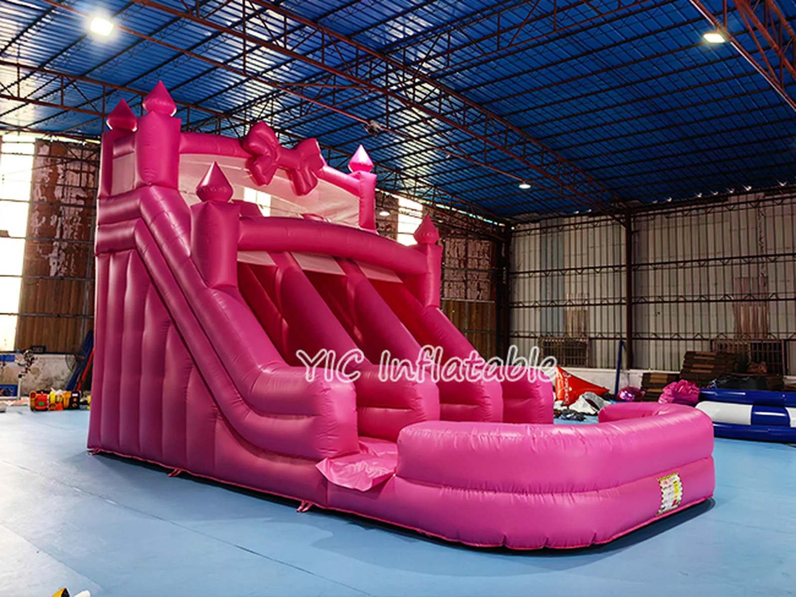 Pink Inflatable Water Slide front view