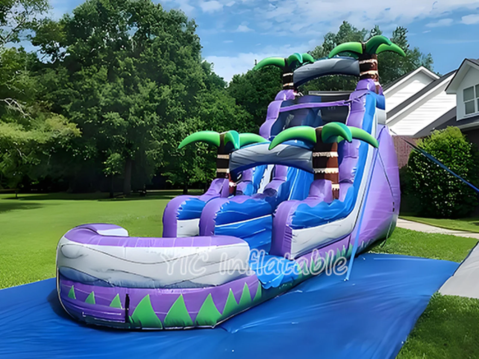 Purple Palm Tree Water Slide front view