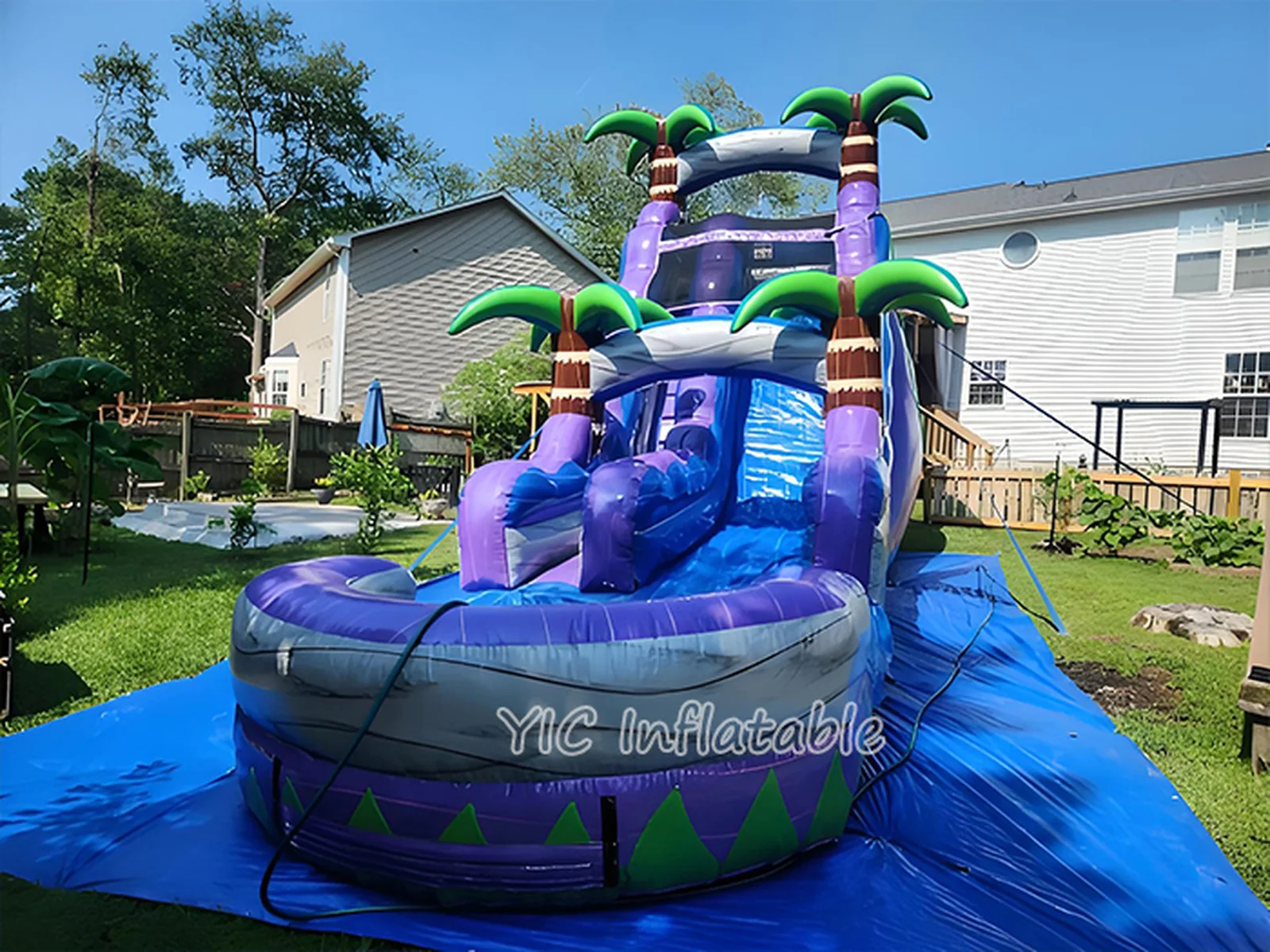 Purple Palm Tree Water Slide front view
