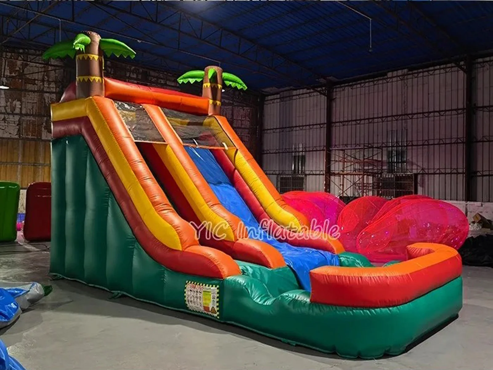 Red and Blue Inflatable Water Slide front view