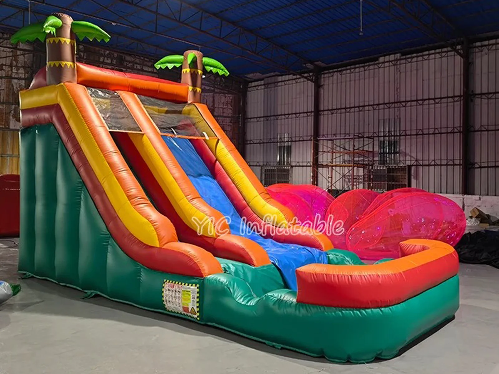 Red and Blue Inflatable Water Slide front view