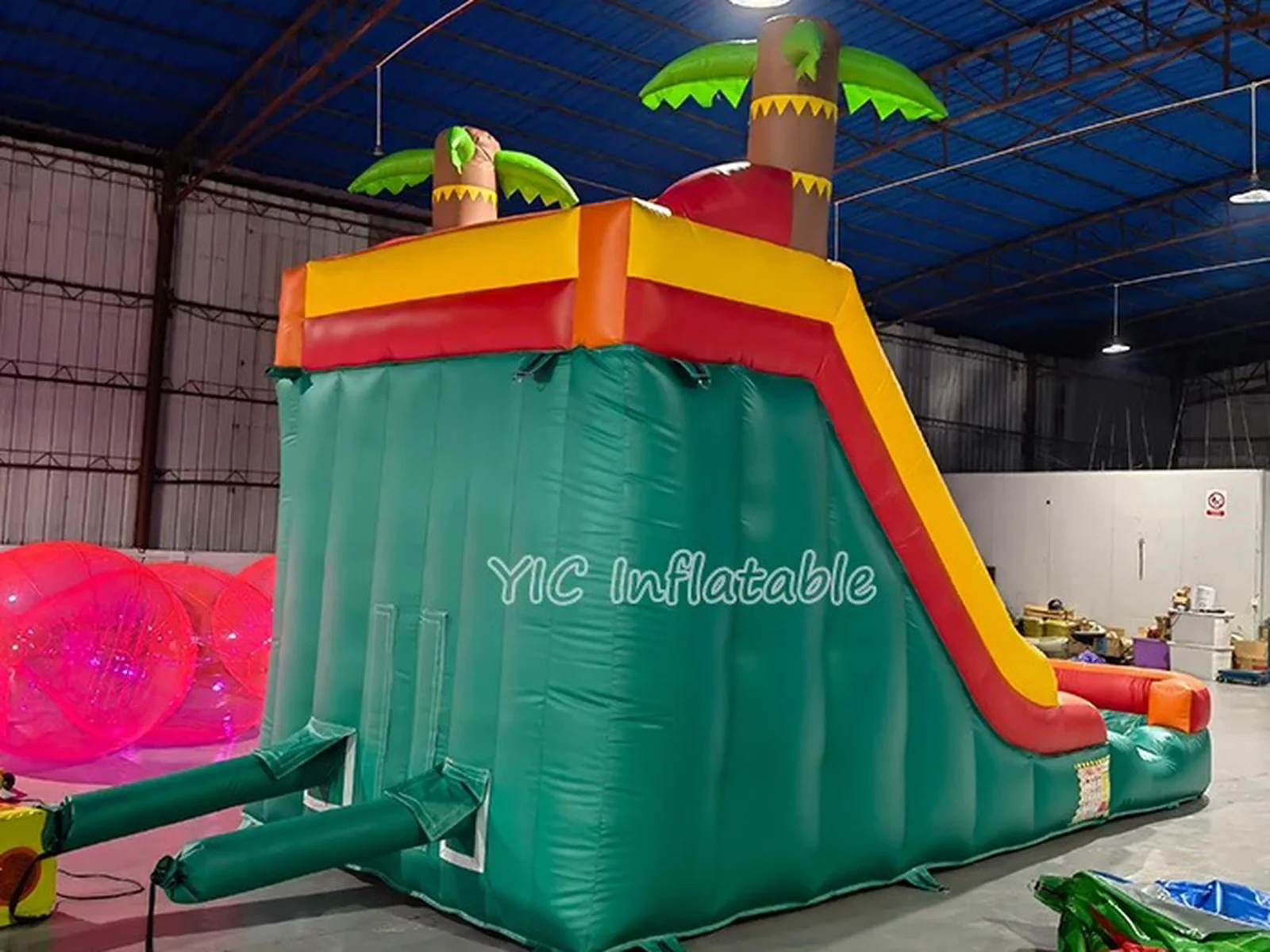 Red and Blue Inflatable Water Slide front view
