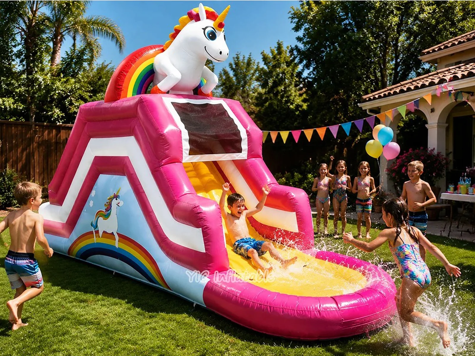 Unicorn Inflatable Water Slide front product view
