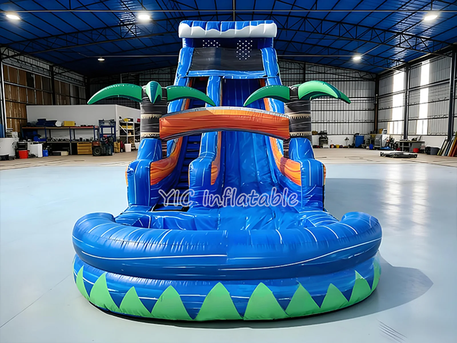 Tropical Water Slide with Pool front view