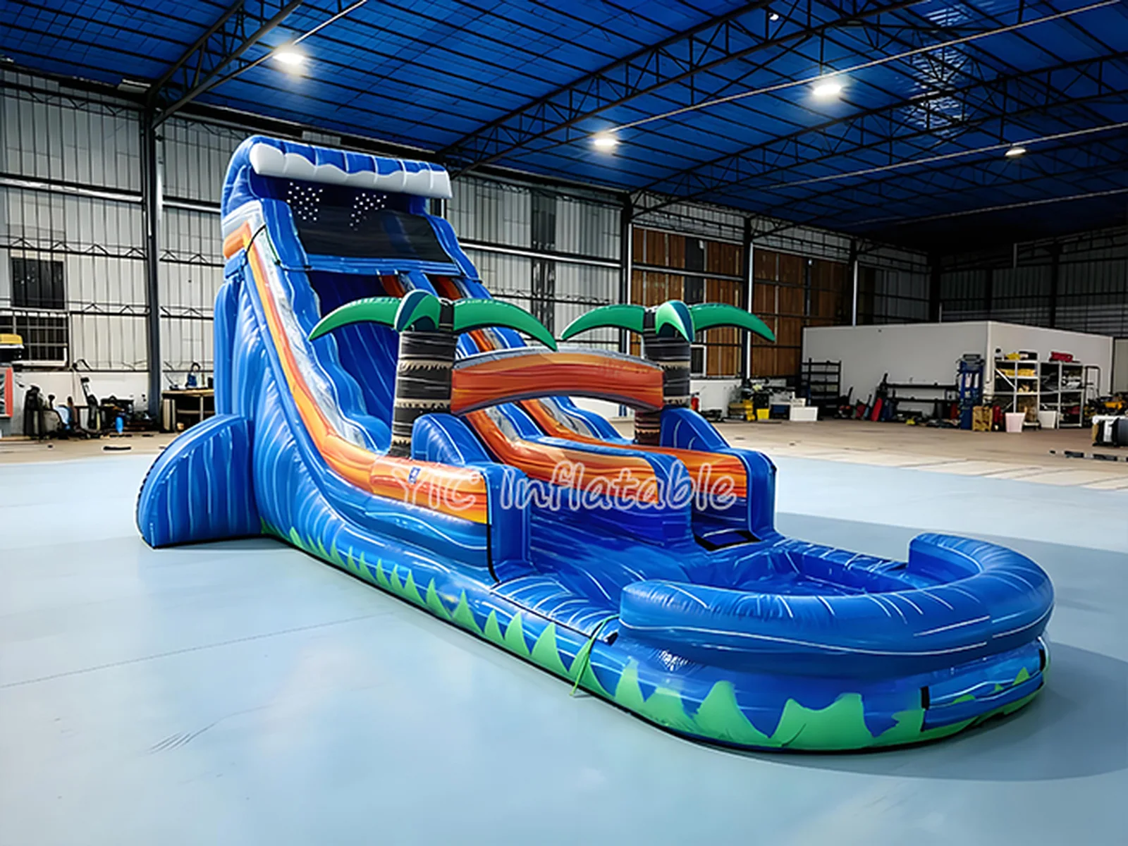 Tropical Water Slide with Pool front view