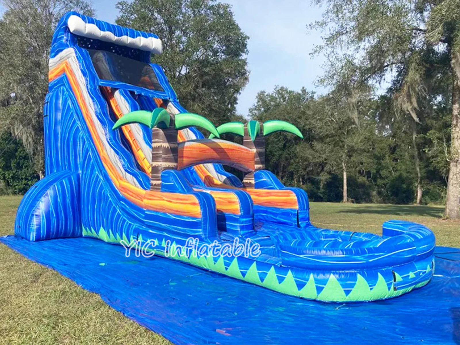 Tropical Water Slide with Pool front view