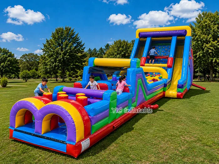 custom inflatable challenge course front view