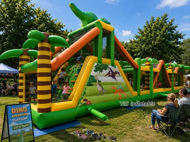 Dinosaur Inflatable Obstacle Course with Slide product image