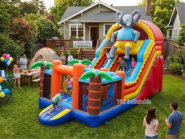 Elephant Inflatable Obstacle Course with Slide product image