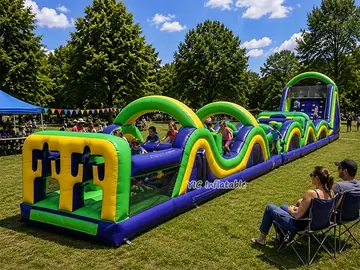 custom inflatable challenge course rear view