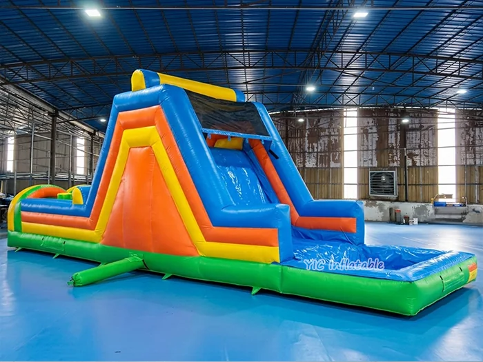 custom inflatable challenge course front view