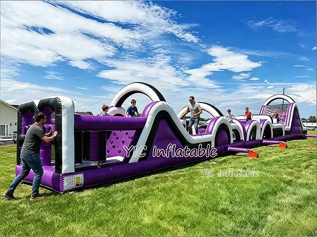 Purple and White Inflatable Obstacle Course product image