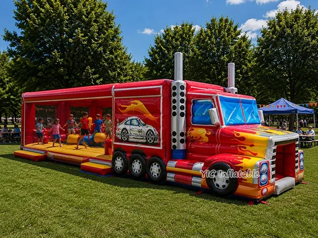 Semi Truck Inflatable Obstacle Course with Slide product image