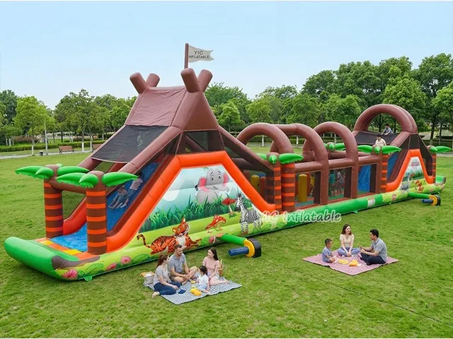 Safari Inflatable Obstacle Course with Slide product image