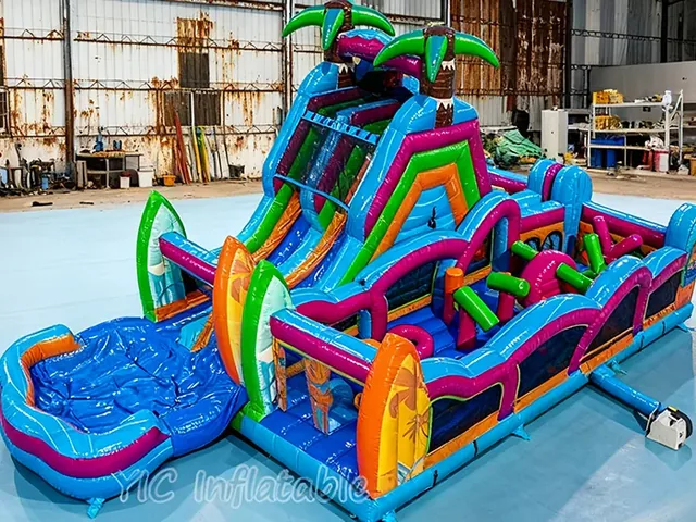 Tropical Inflatable Obstacle Course with Palm Theme product image