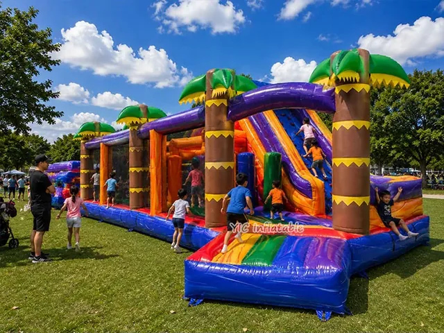 Tropical Inflatable Obstacle Course with Slide product image