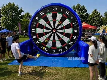 Blue Inflatable Football Dartboard side view