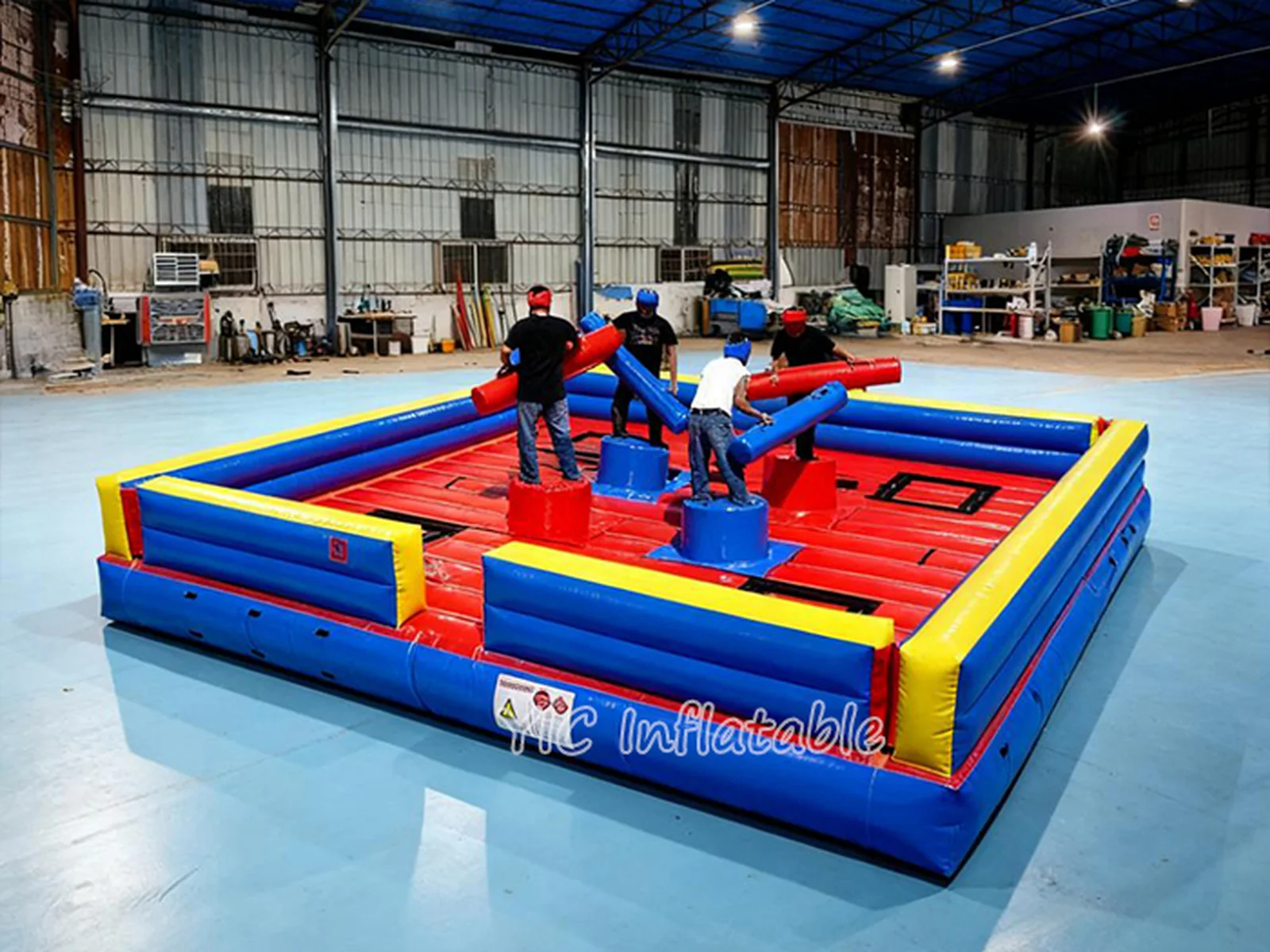 gladiator themed interactive inflatable sports game front view