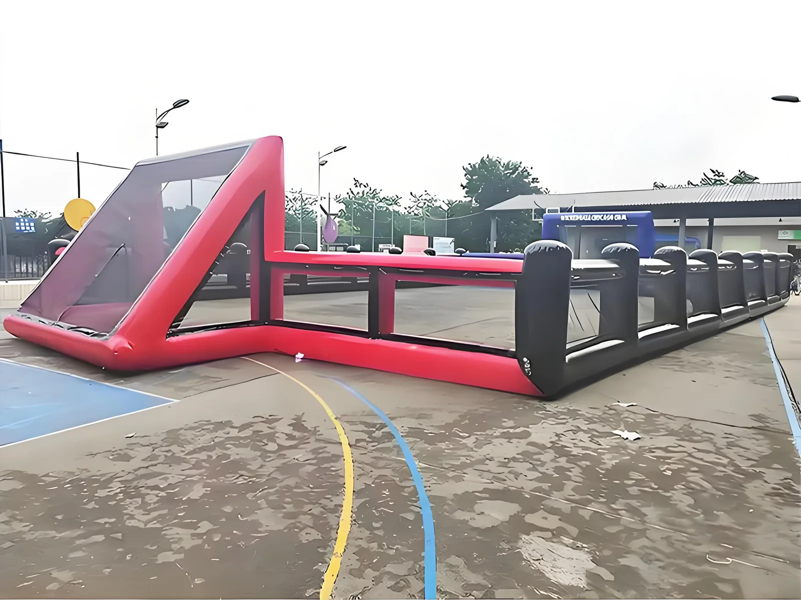 soccer themed interactive inflatable sports game front view