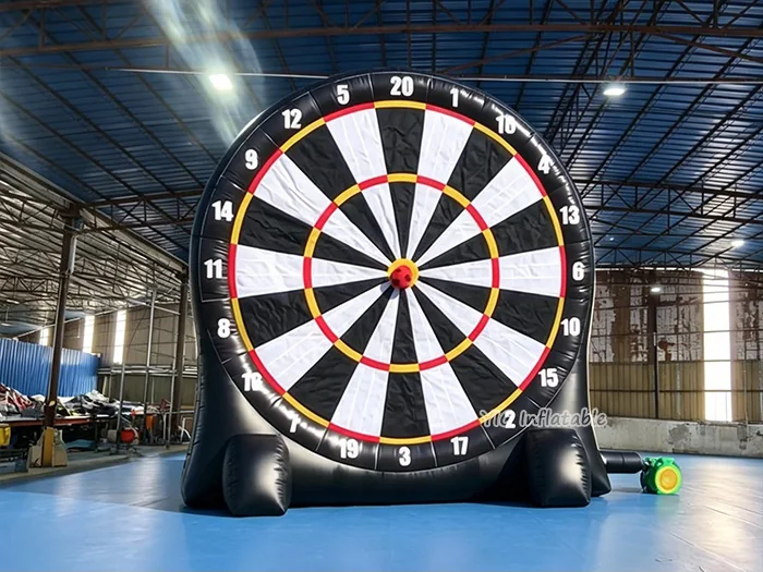 football themed interactive inflatable sports game front view