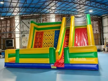 Inflatable Rock Climbing Wall with Slide front view