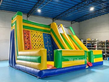 Inflatable Rock Climbing Wall with Slide side view
