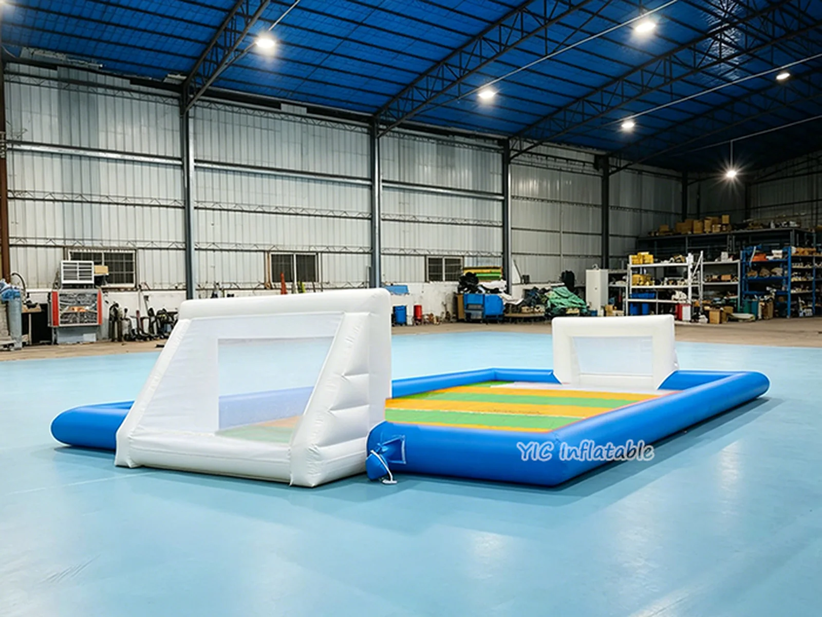 soccer themed interactive inflatable sports game front view