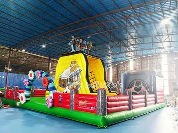 Giant Inflatable Theme Park with Slide side view